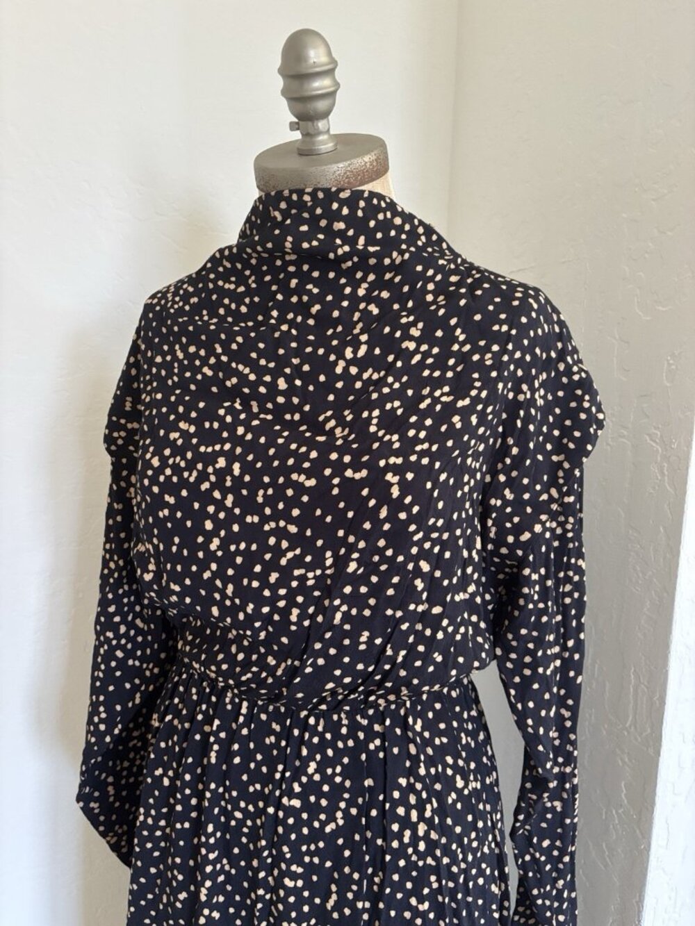 & Other Stories US 4 EU 36 Polka Dot Asymmetrical Dress Black Tan